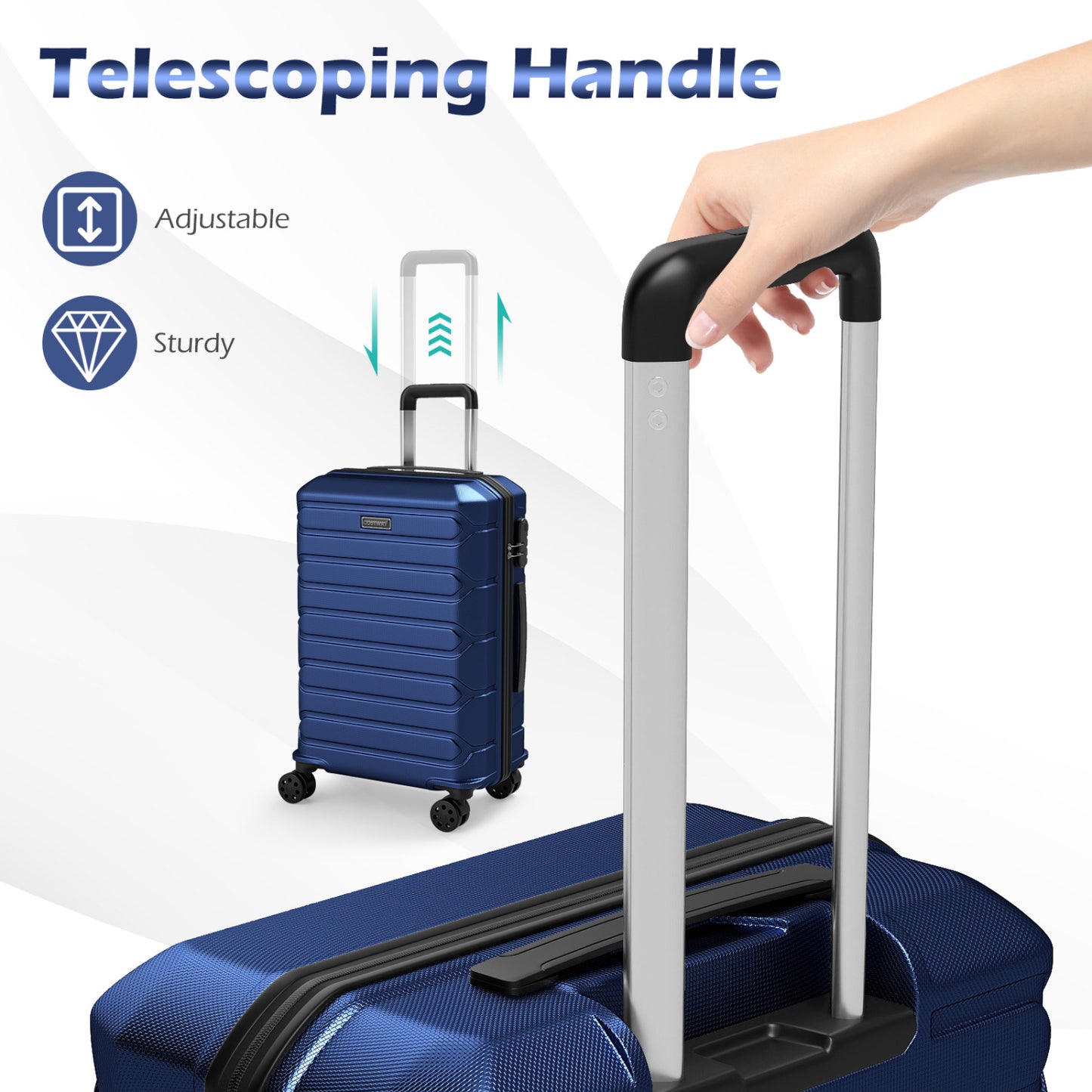 3-Piece Hardside Luggage Set Lightweight Hardside Suitcases with 8-Spinner Wheels, Navy Camping at Gallery Canada