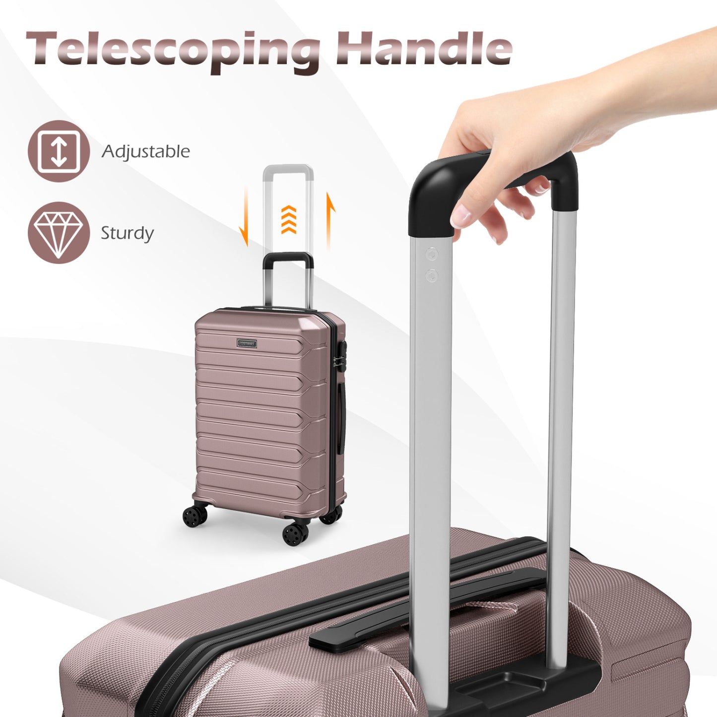 3-Piece Hardside Luggage Set Lightweight Hardside Suitcases with 8-Spinner Wheels, Pink Camping at Gallery Canada