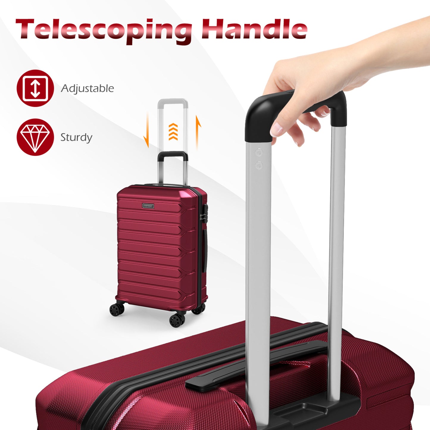 3-Piece Hardside Luggage Set Lightweight Hardside Suitcases with 8-Spinner Wheels, Red Camping at Gallery Canada