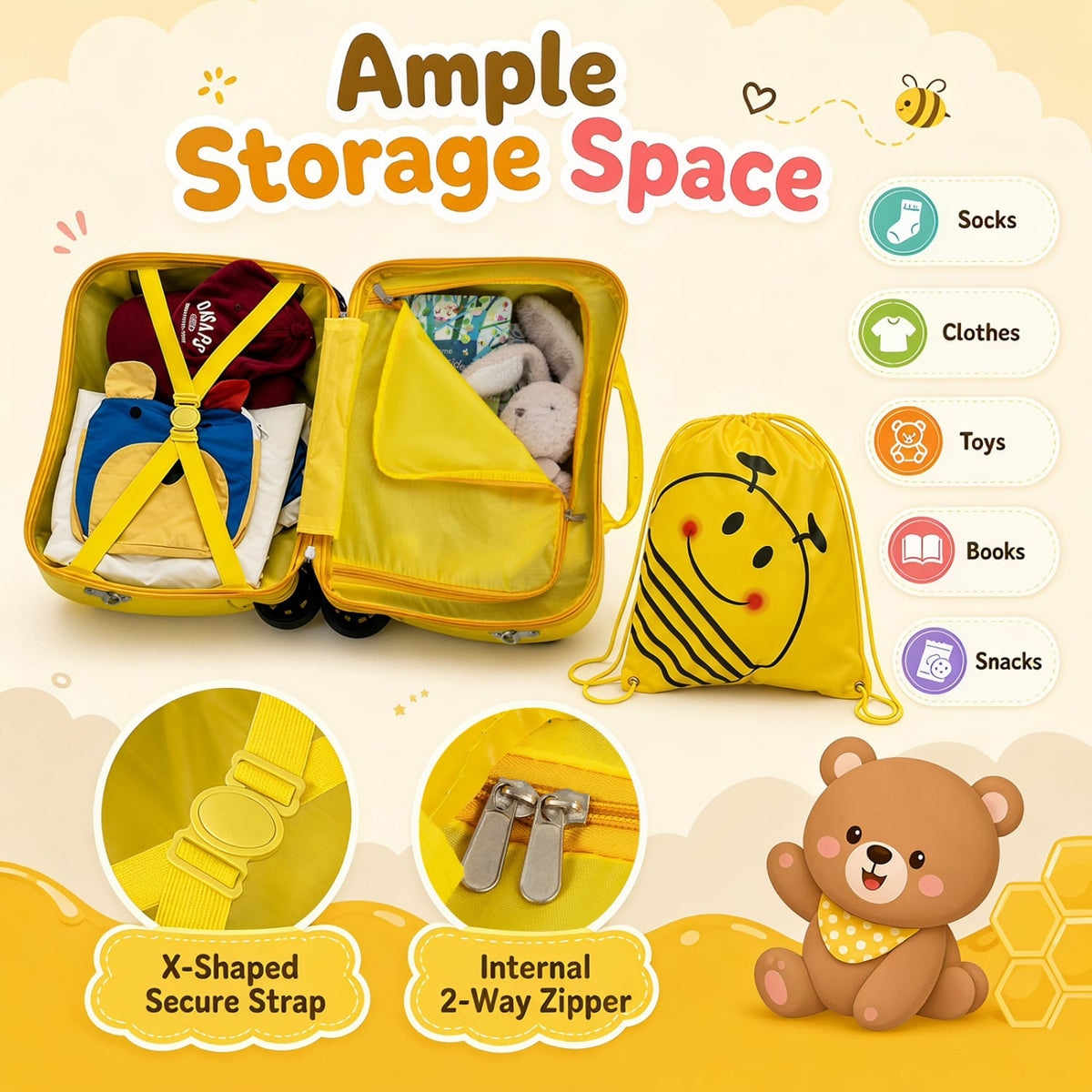 3-Piece Kids Luggage Set, Headrest, Backpack, Yellow Kids Luggage at Gallery Canada