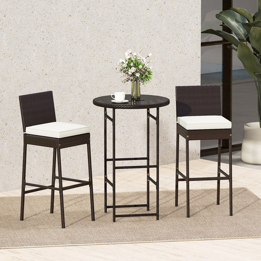 3 Piece Outdoor Bar Set Patio Heavy-Duty Metal Barstool and Table Set, White Patio Bar Furniture White at Gallery Canada