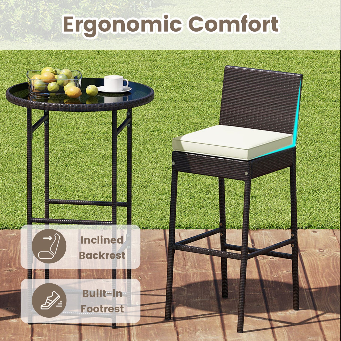 3 Piece Outdoor Bar Set, Heavy-Duty Metal, White Patio Bar Furniture at Gallery Canada