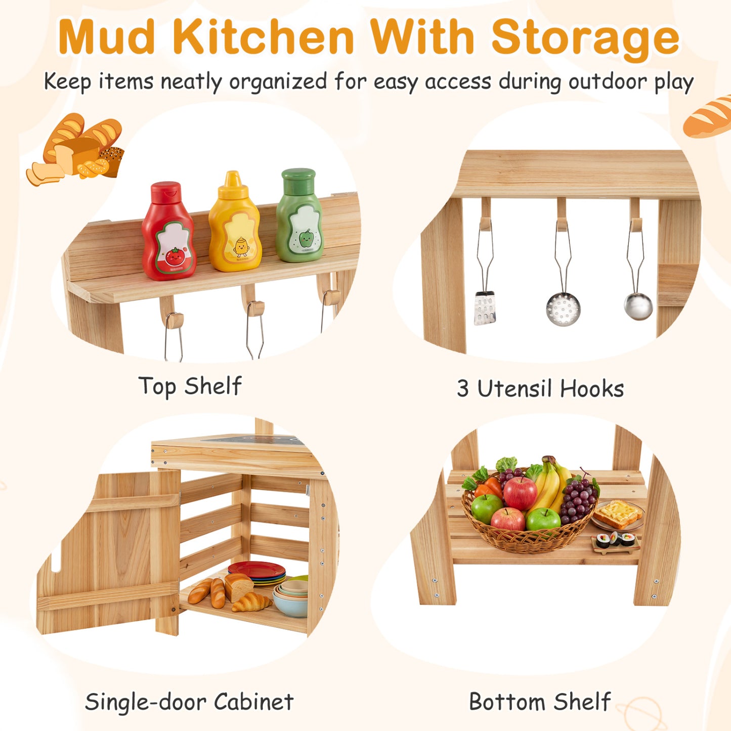 3-Piece Outdoor Kitchen Set, Mud Kitchen, BBQ Grill, Pizza Oven, Natural Play Kitchen Sets at Gallery Canada