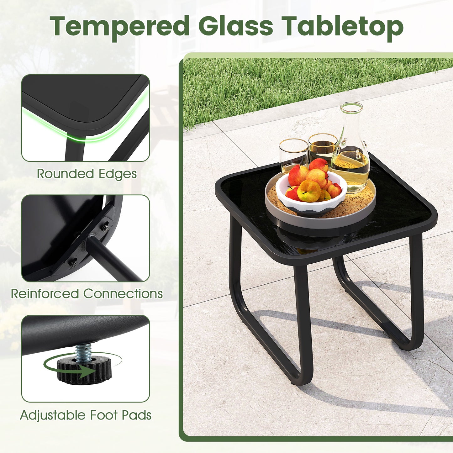 3 Piece Outdoor Rocking Bistro Set, Tempered Glass Table, Gray Patio Conversation Sets at Gallery Canada