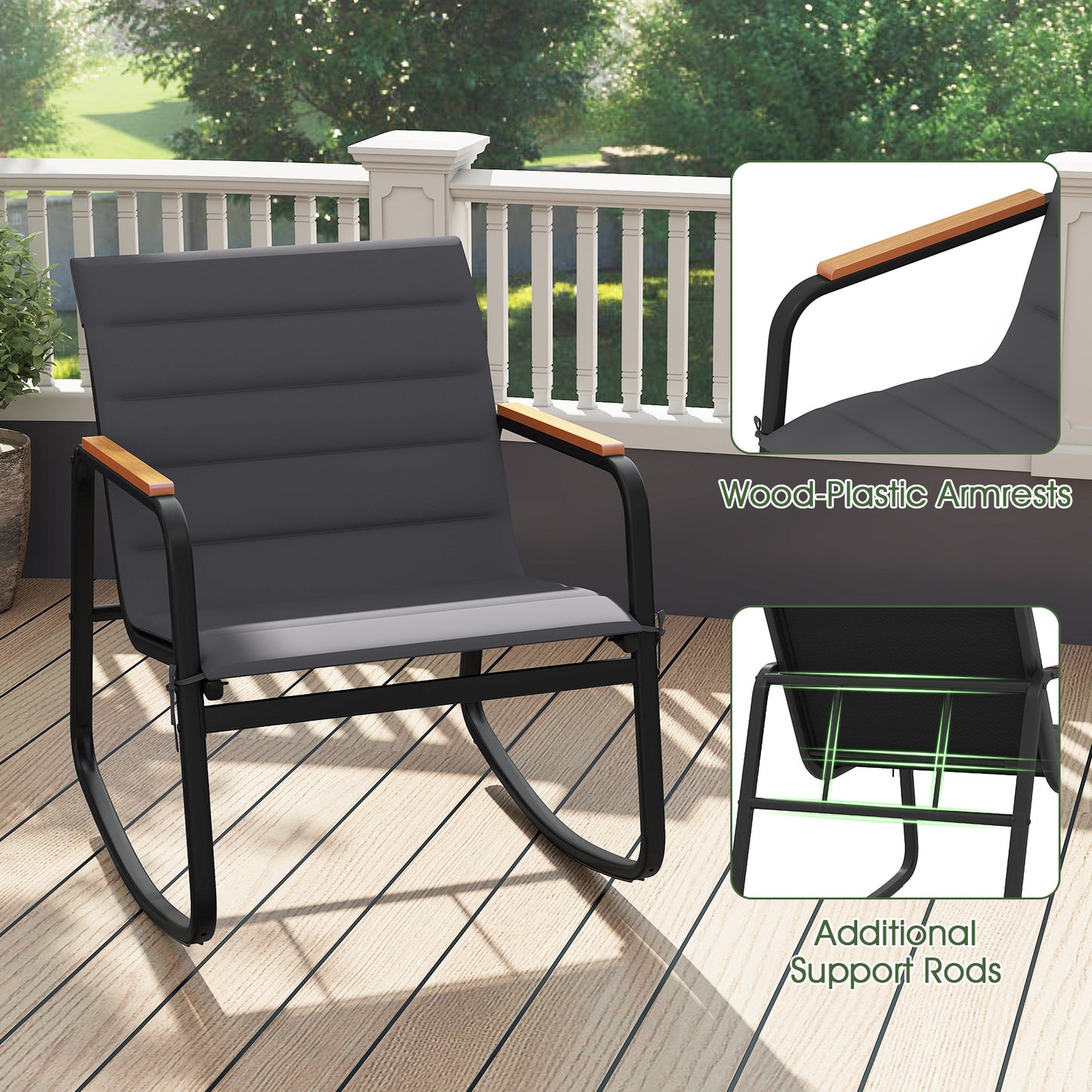Outdoor Rocking Bistro Set, 3 Piece, Gray Patio Conversation Sets at Gallery Canada