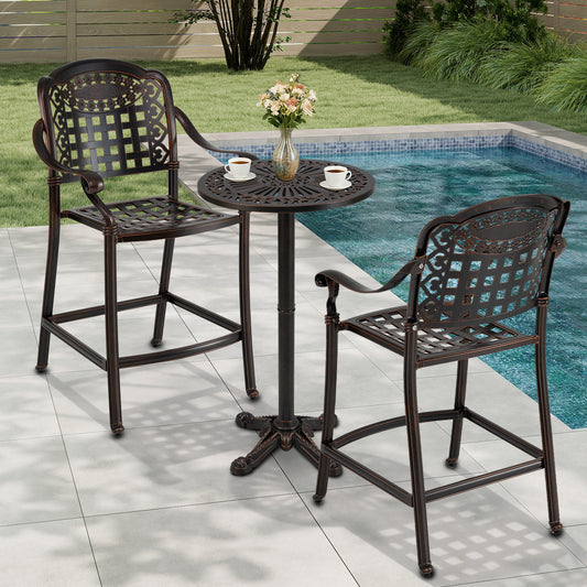 3 Piece Patio Bar Set Outdoor Cast Aluminum Round High Top Table 2 Counter Height Bar Stools Patio Bar Furniture Options at Gallery Canada