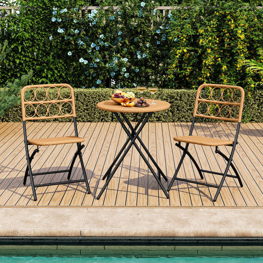 3 Piece Patio Bistro Set, Folding Round Table And Chairs, Wicker Seat Patio Conversation Sets Options at Gallery Canada
