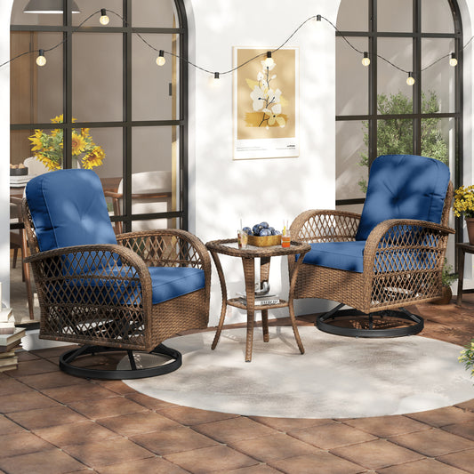 3-Piece Patio Swivel Rocker Set, Navy Patio Rocking Chairs & Gliders Navy at Gallery Canada