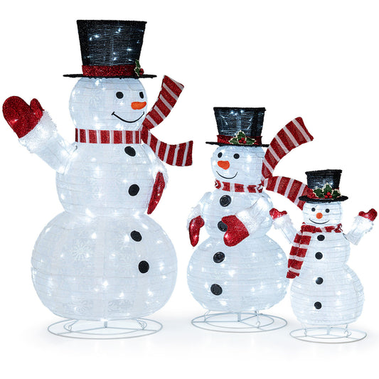 3-Piece Pre-Lit 3D Snowman Set with 270 LED Lights, Multicolor Christmas Decor & Accessories Multicolor at Gallery Canada