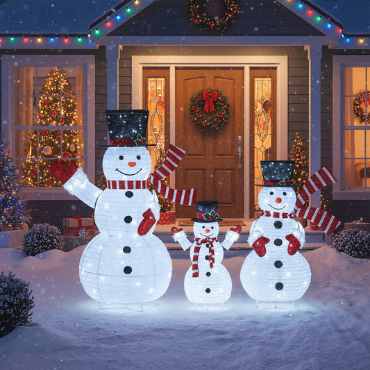 3-Piece Pre-Lit 3D Snowman Set, 270 LED Lights, Multicolor Christmas Decor & Accessories Multicolor at Gallery Canada