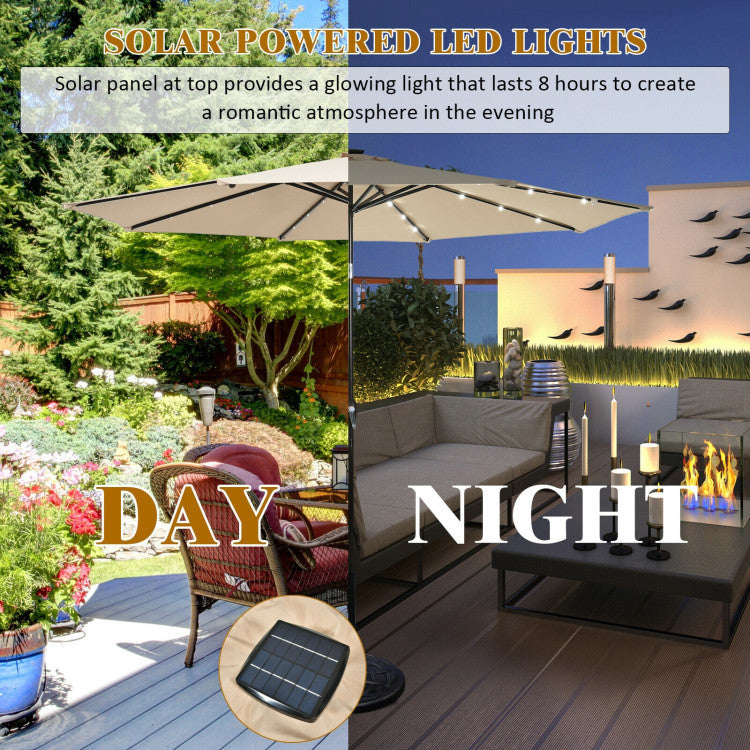 3-Piece Round Picnic Set with 10FT Solar LED Umbrella, Base Picnic Tables at Gallery Canada