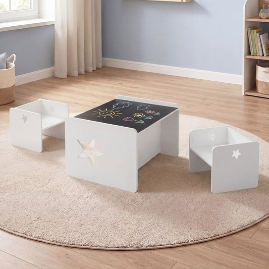 Kids Table And Chair Set, 3 Pieces, White Kids Table & Chair Sets White at Gallery Canada