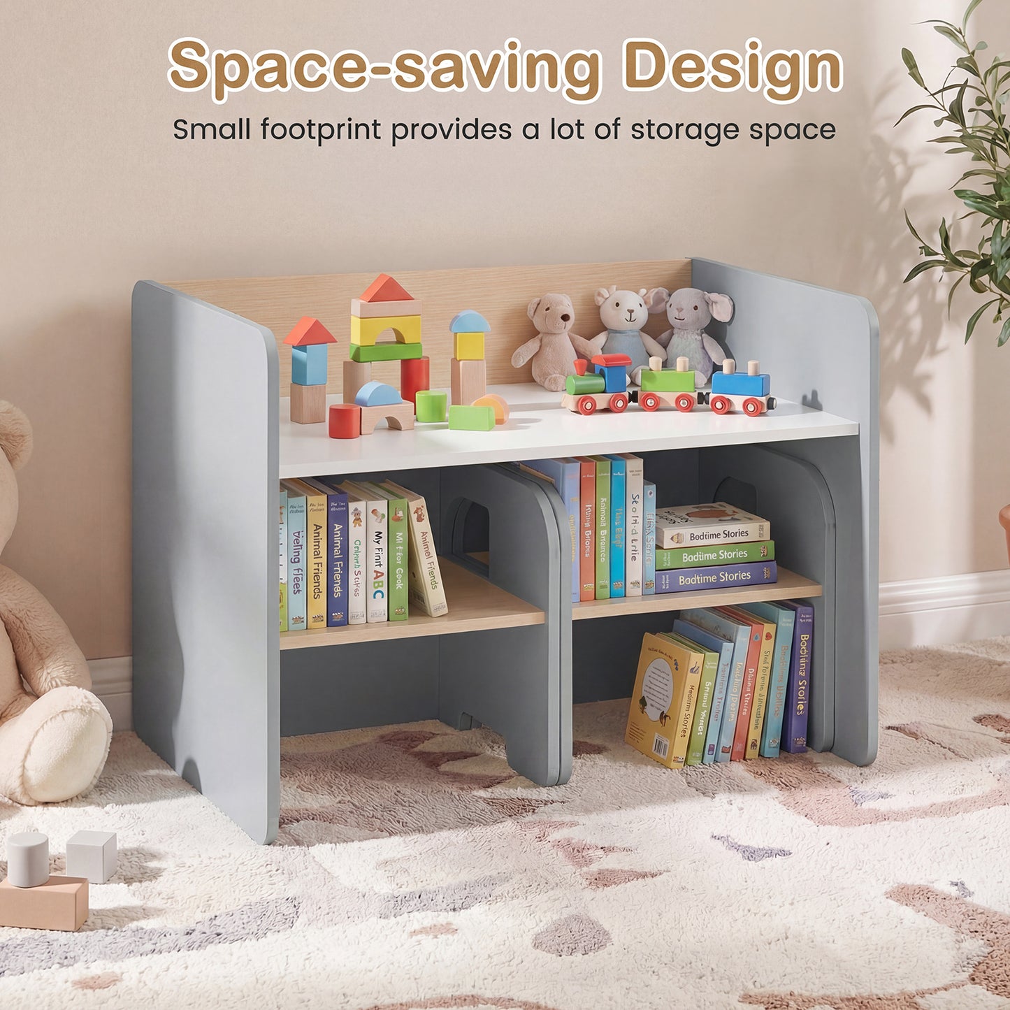 Kids Table And Chair Set, 3 Pieces, Space-Saving Toddler Table, Gray Kids Table & Chair Sets at Gallery Canada