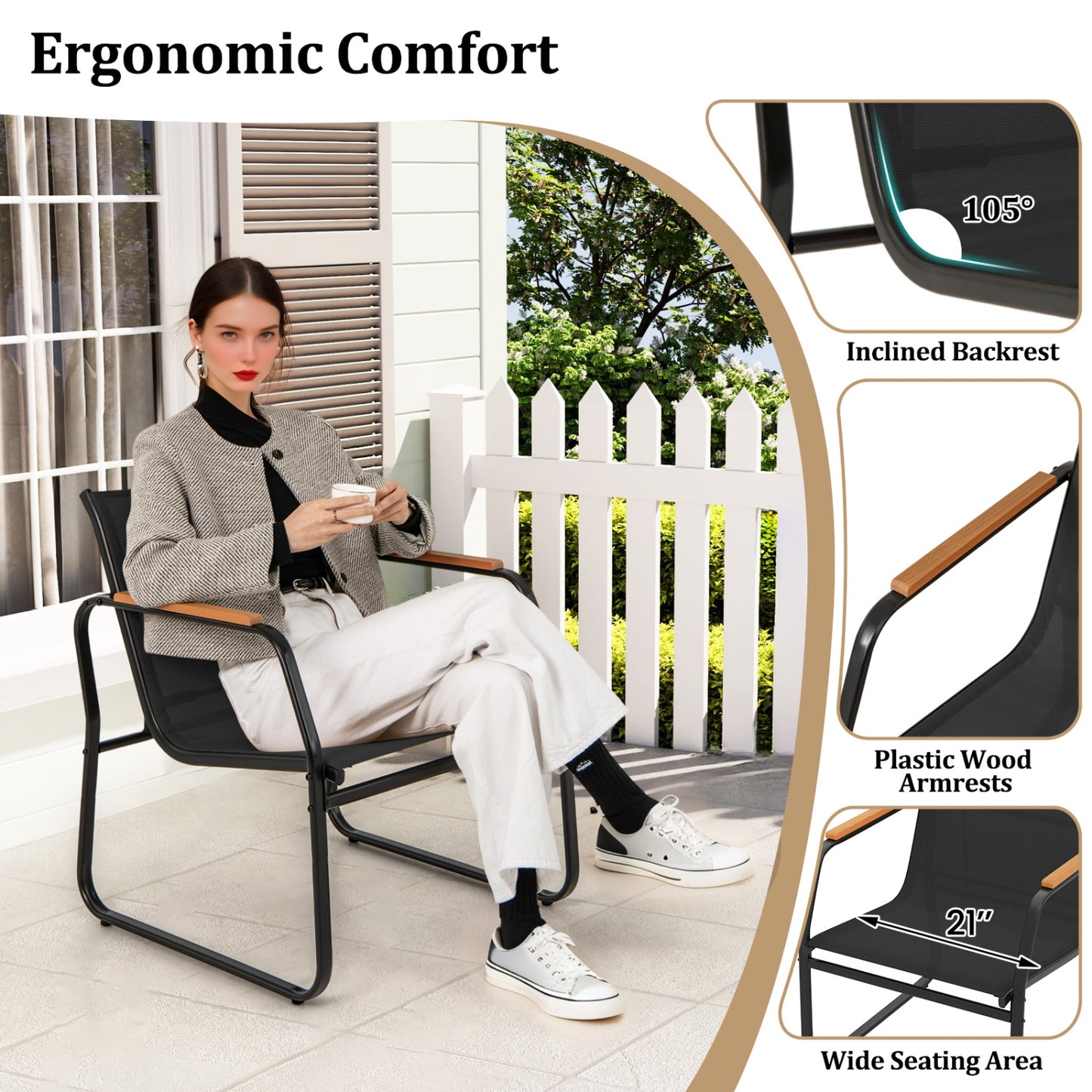 3-Piece Patio Bistro Set, Black Camping Furniture at Gallery Canada