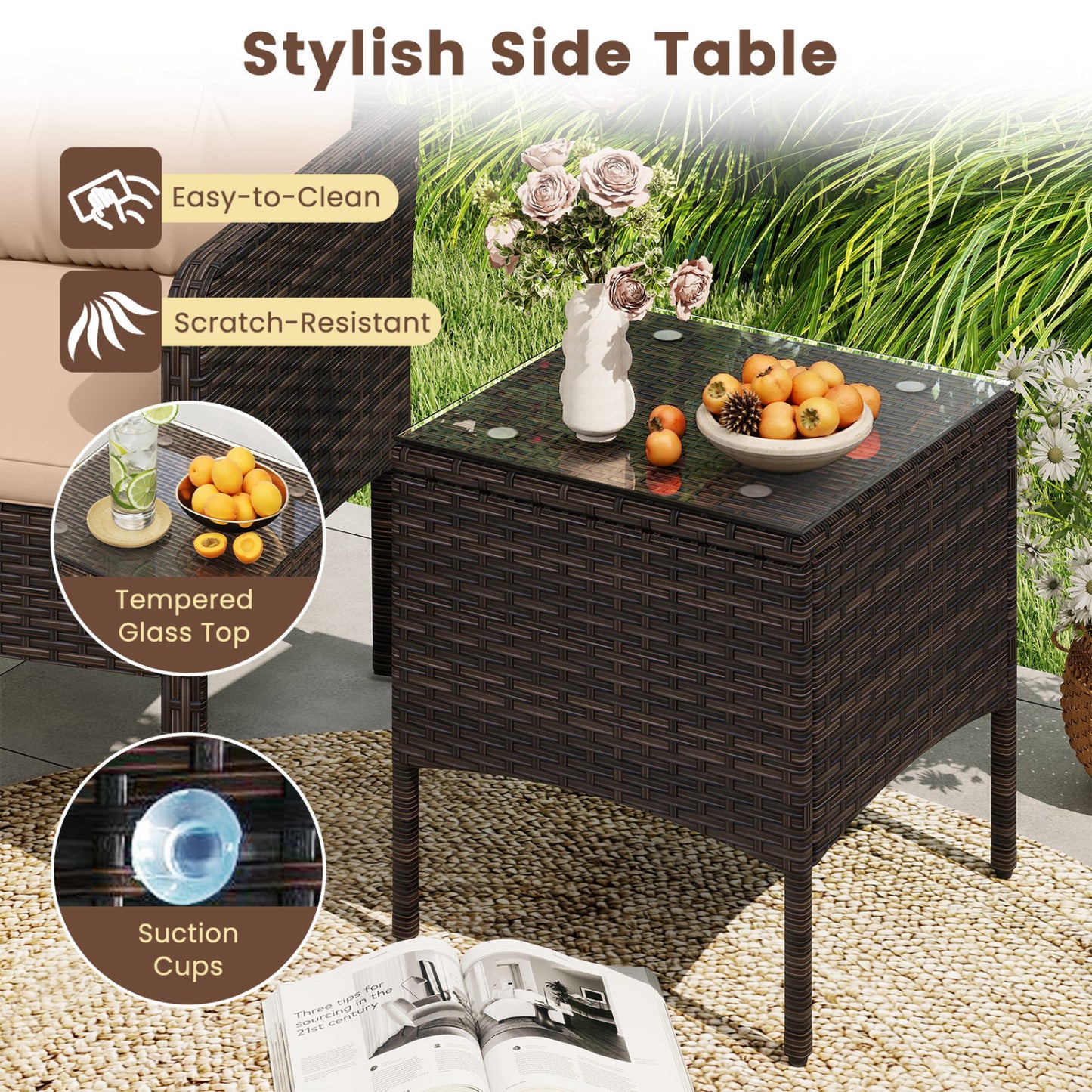 3-Piece Patio PE Wicker Furniture Set Patio Conversation Sets at Gallery Canada