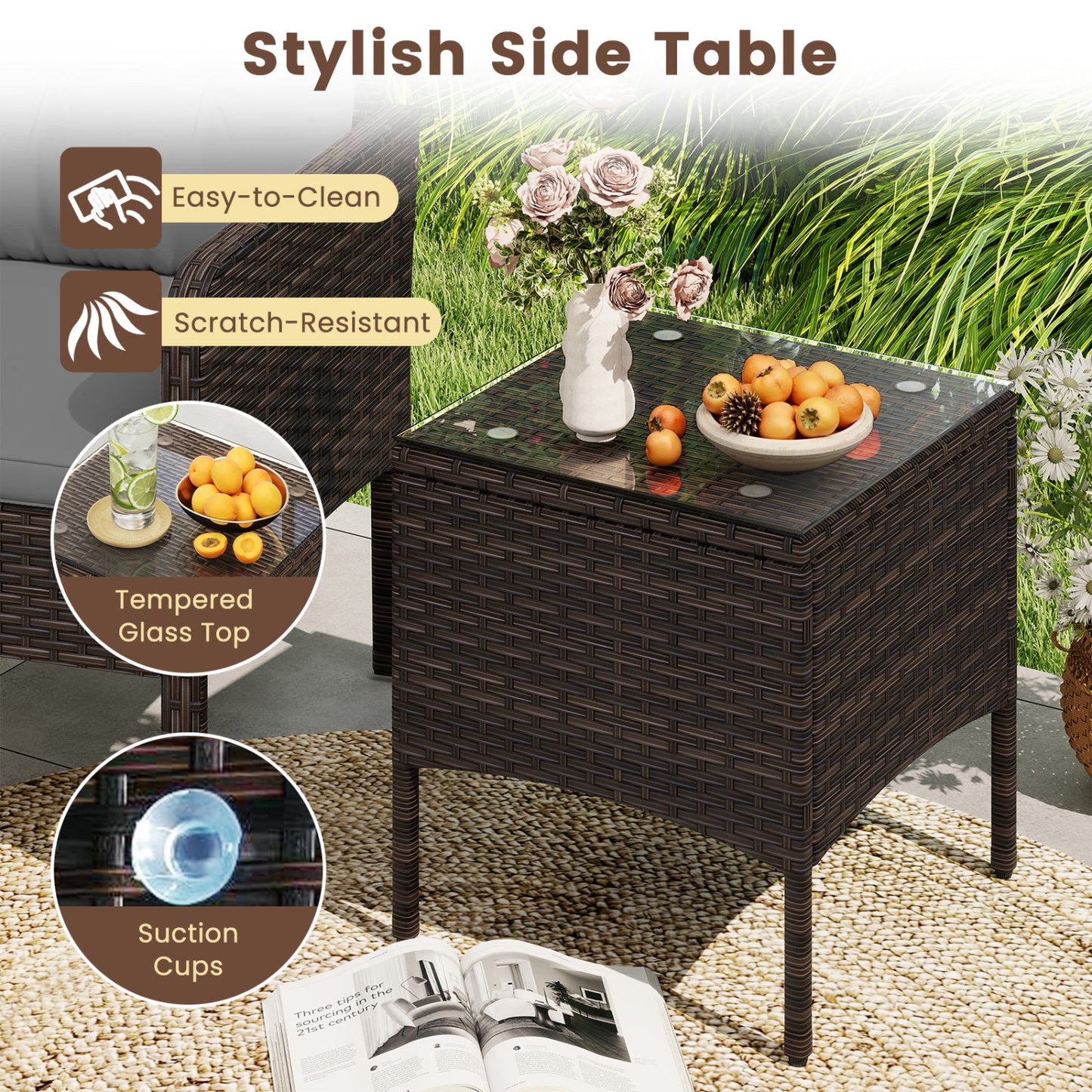 3-Piece Patio PE Wicker Set With Cushions, Gray Patio Conversation Sets at Gallery Canada