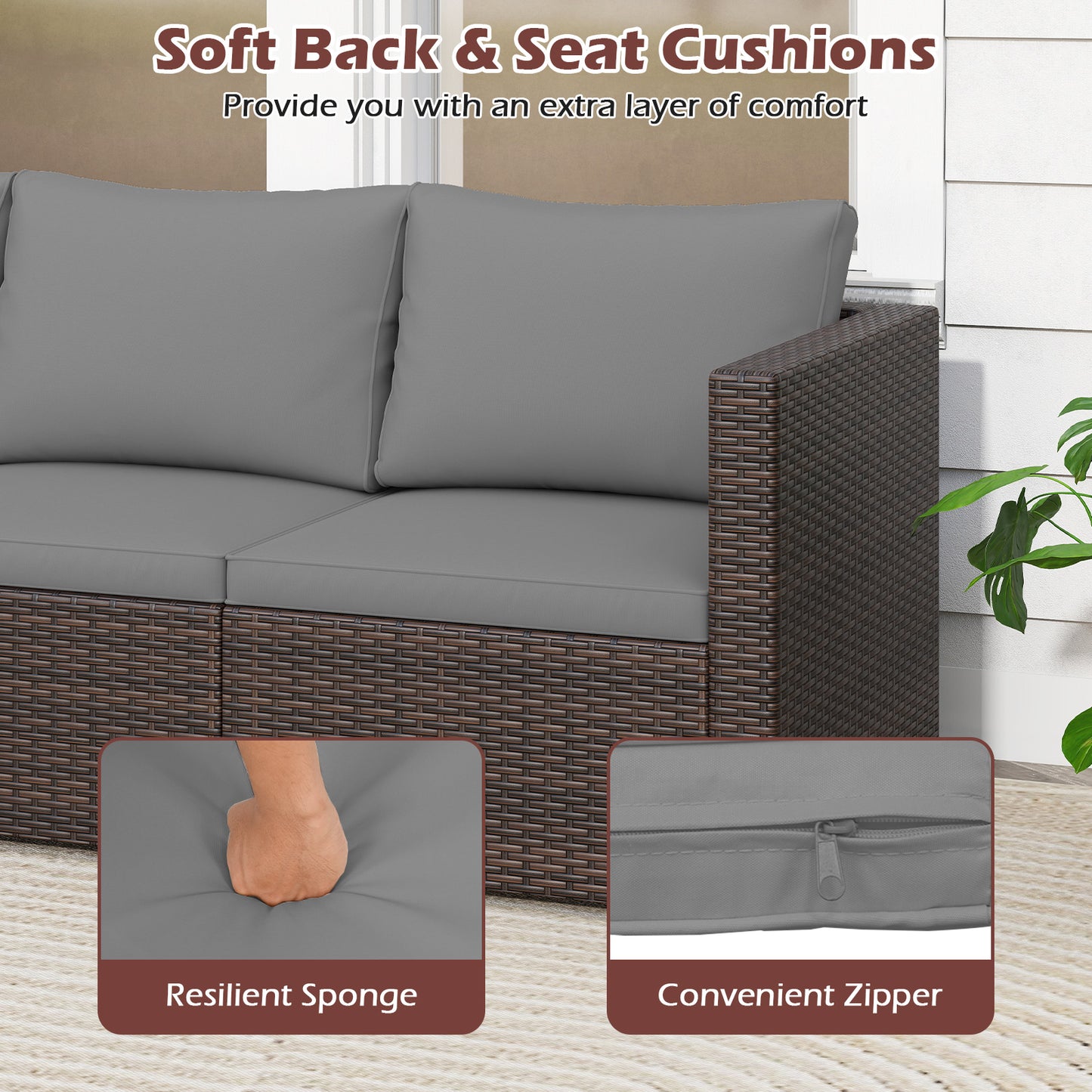 3-Piece Patio Sectional Sofa Set, Gray Outdoor Sectionals at Gallery Canada