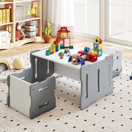 3-Piese Toddler Set with 2 Stools and Activity Table, Gray Kids Table & Chair Sets Gray at Gallery Canada