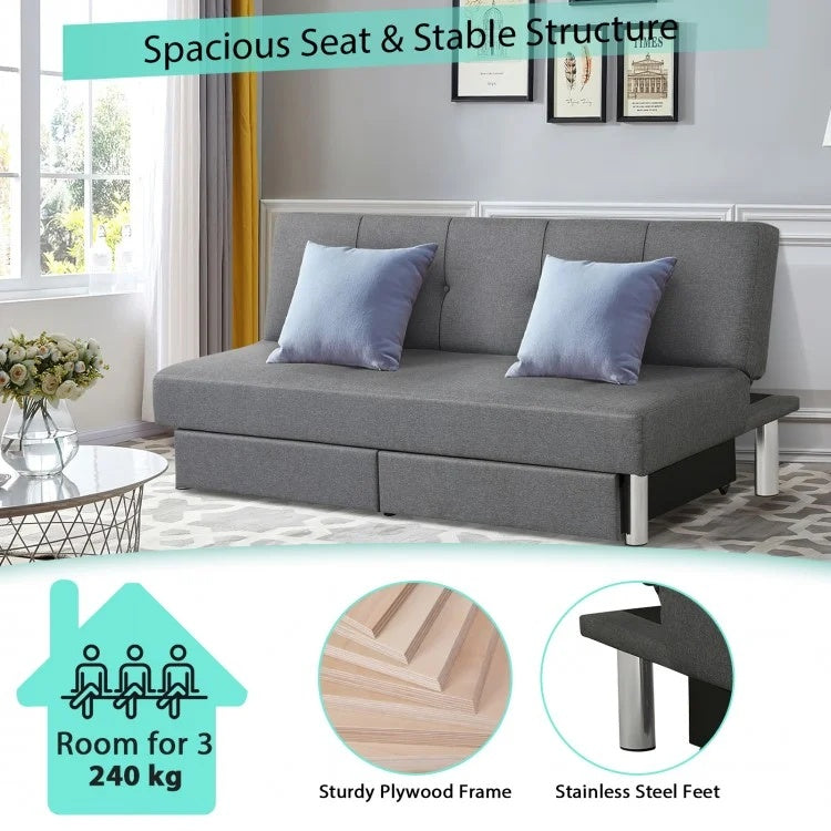 3-Seat Convertible Sofa Bed, 2 Large Drawers, 3 Adjustable Angles, Gray Sofas & Loveseats at Gallery Canada