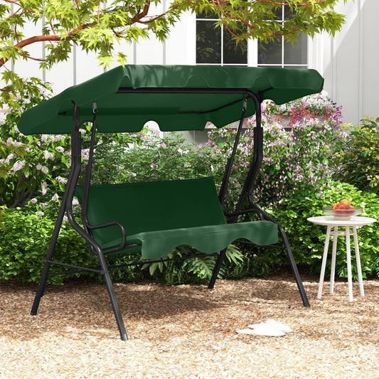 3 Seat Outdoor Patio Canopy Swing, Cushioned Steel Frame, Dark Green Porch Swings Dark Green at Gallery Canada