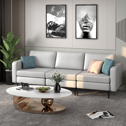 3-Seat Sectional Sofa, With Armrest Magazine Pocket, Light Gray Sofas & Loveseats Light Gray at Gallery Canada