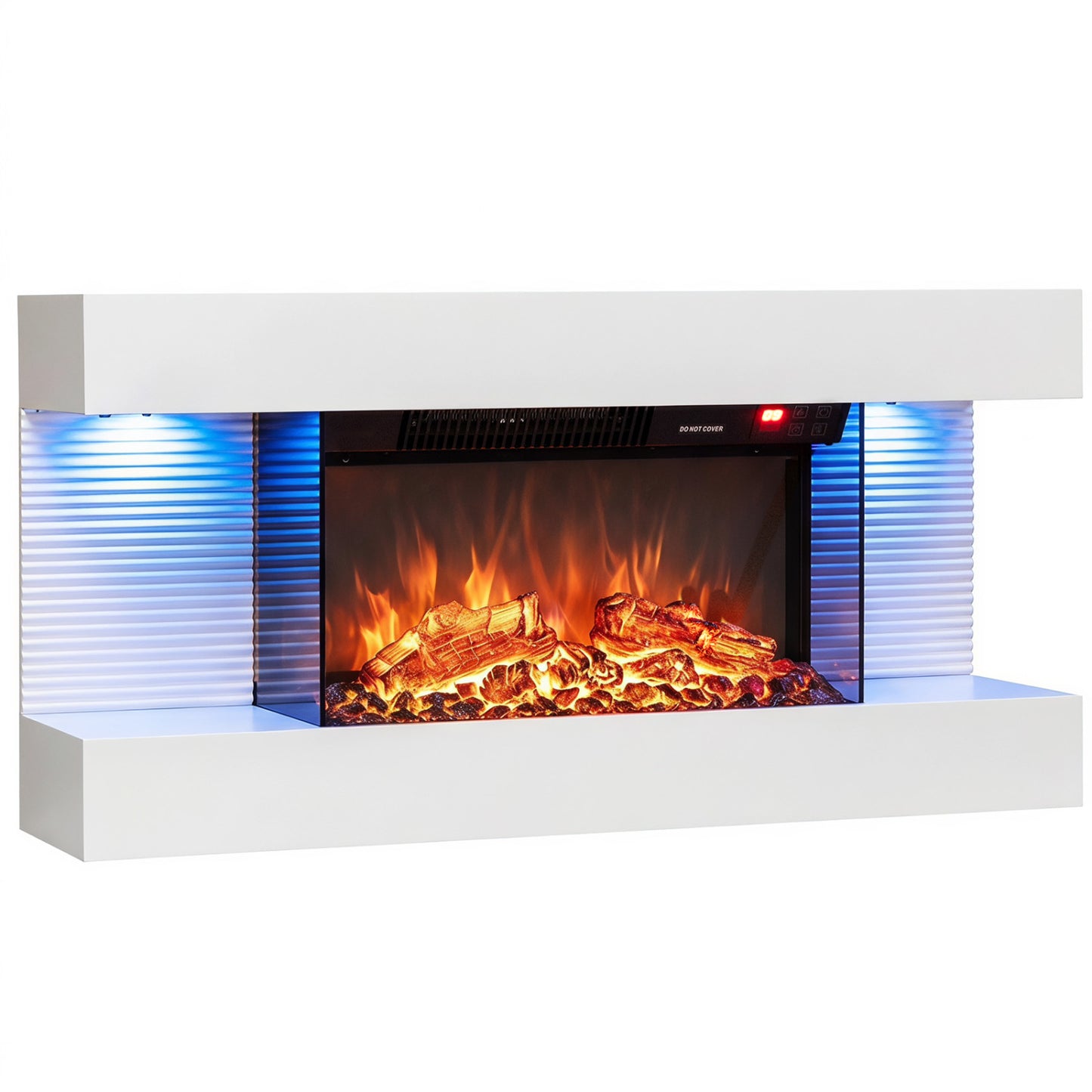 3-Sided Wall Mount Fireplace with Mantel, 32 Inch, White
