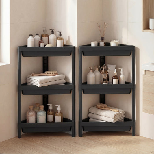 3-Tier Corner Shower Caddy 2-Pack with Detachable Design, Black Bathroom Etagere Black at Gallery Canada