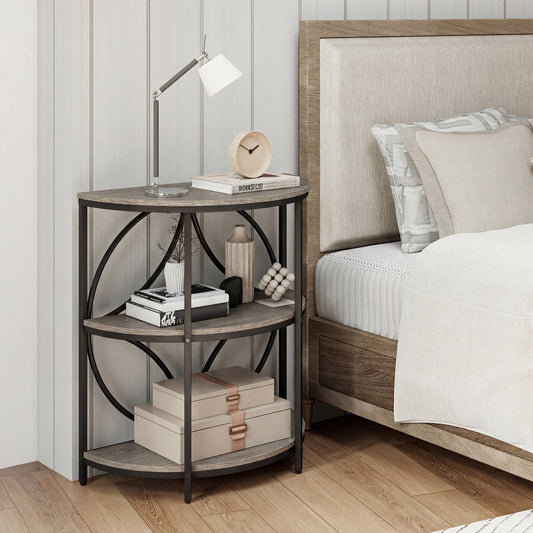 3-Tier Half Round End Table, Metal Frame, Gray End & Side Tables Gray at Gallery Canada