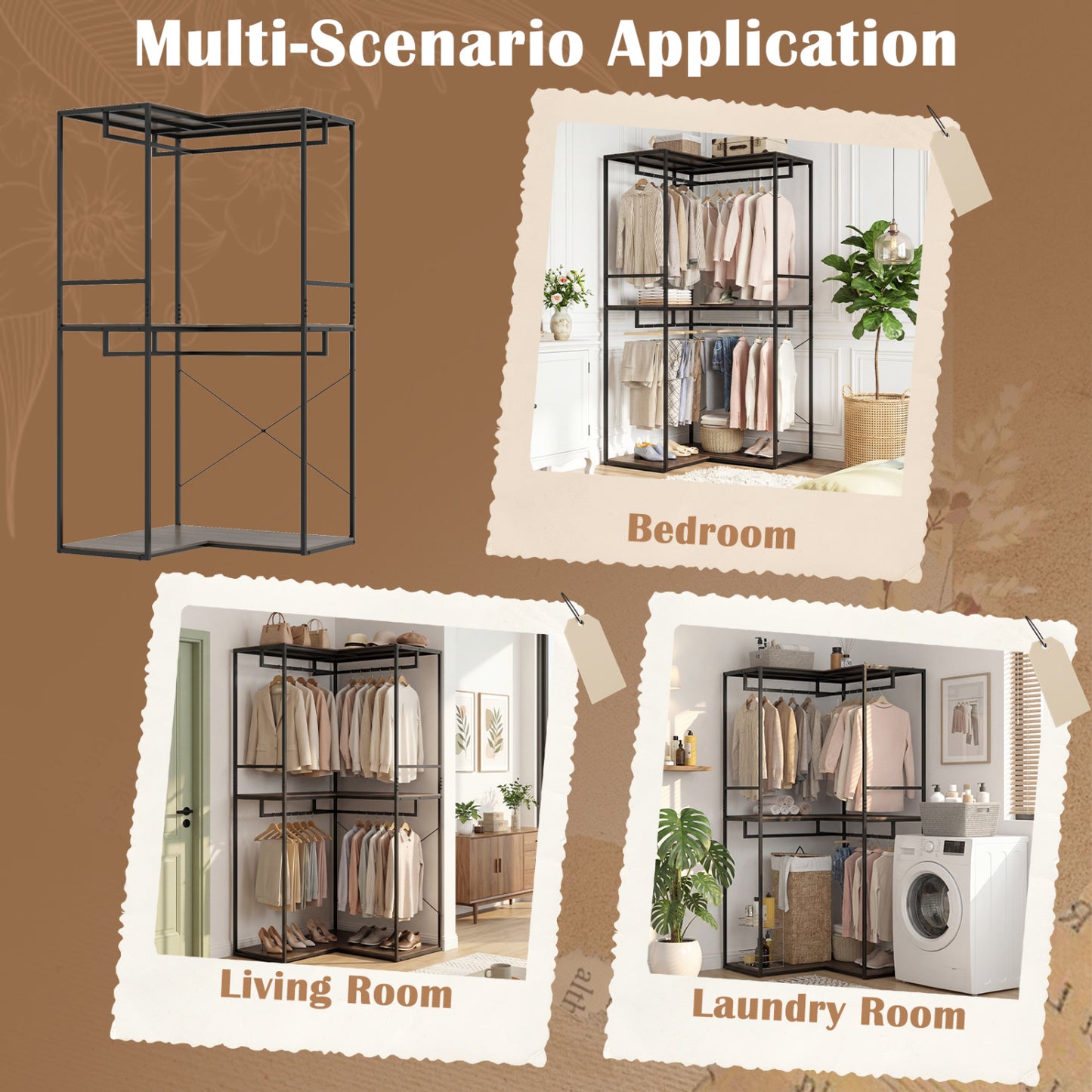 3-Tier Heavy Duty Clothes Rack with Shelves & Hanging Racks Clothing & Closet Storage at Gallery Canada