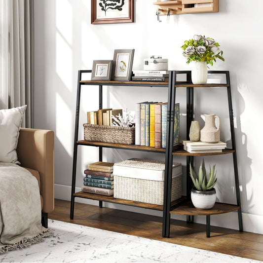 3-Tier Ladder & Corner Shelf Set, Rustic Brown Bookcases Rustic Brown at Gallery Canada