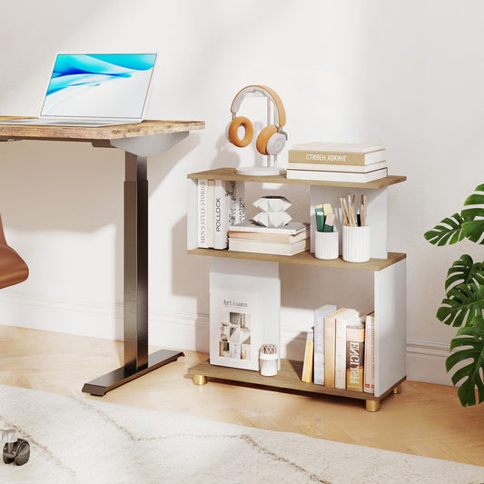 3-Tier Modern S-shaped Bookshelf with Adjustable Feet, White Bookcases White at Gallery Canada