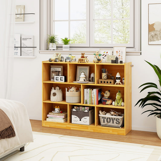3-Tier 8-Cube Floor Standing Storage Shelves, Yellow Bookcases Yellow at Gallery Canada