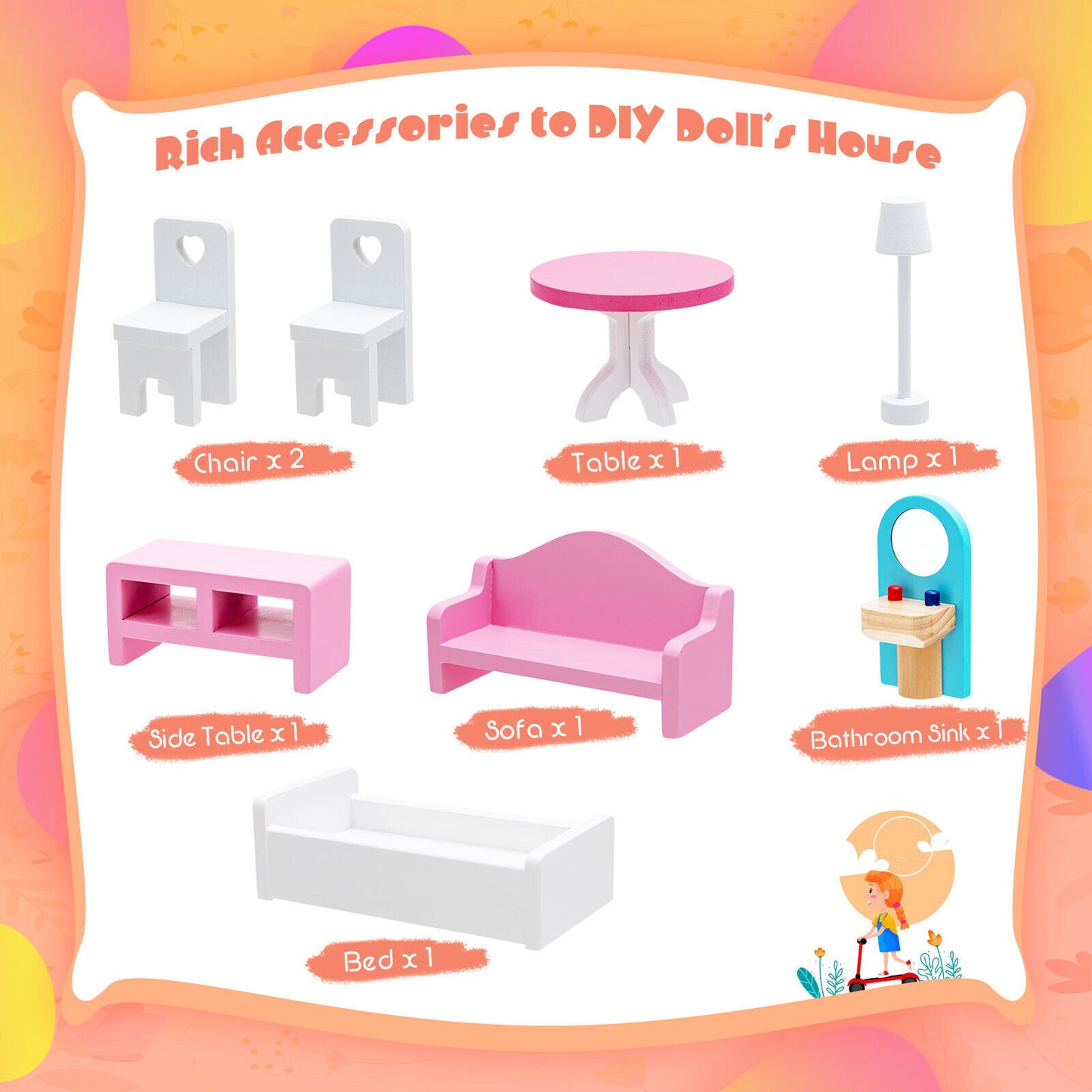 3-Tier Toddler Doll House With Furniture, Age 3+, Multicolor Play Tents & Playhouse at Gallery Canada