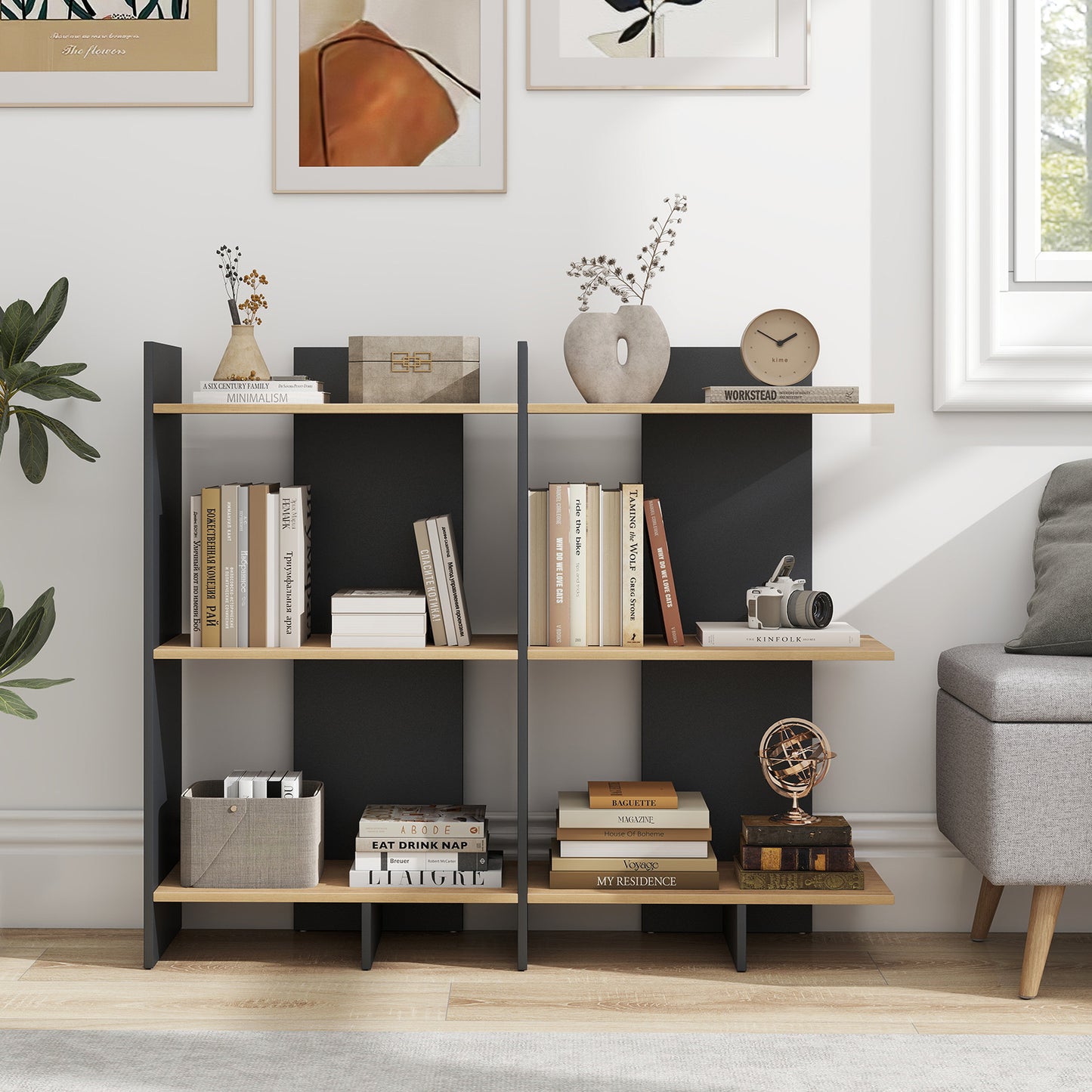 3 Tier Wooden Bookshelf With Anti-Tipping Kit, Oak Bookcases at Gallery Canada