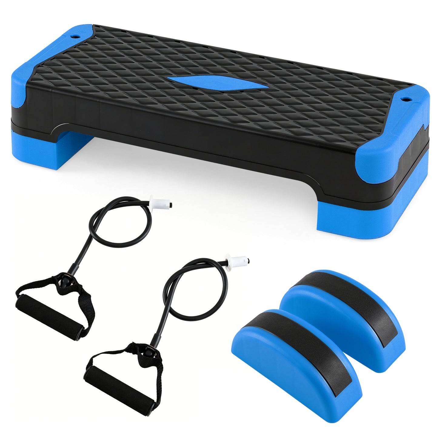 3-in-1 Aerobic Step Platform Set, 2 Stackable Risers, Balance Trainers, Blue Sport Equipments Blue at Gallery Canada