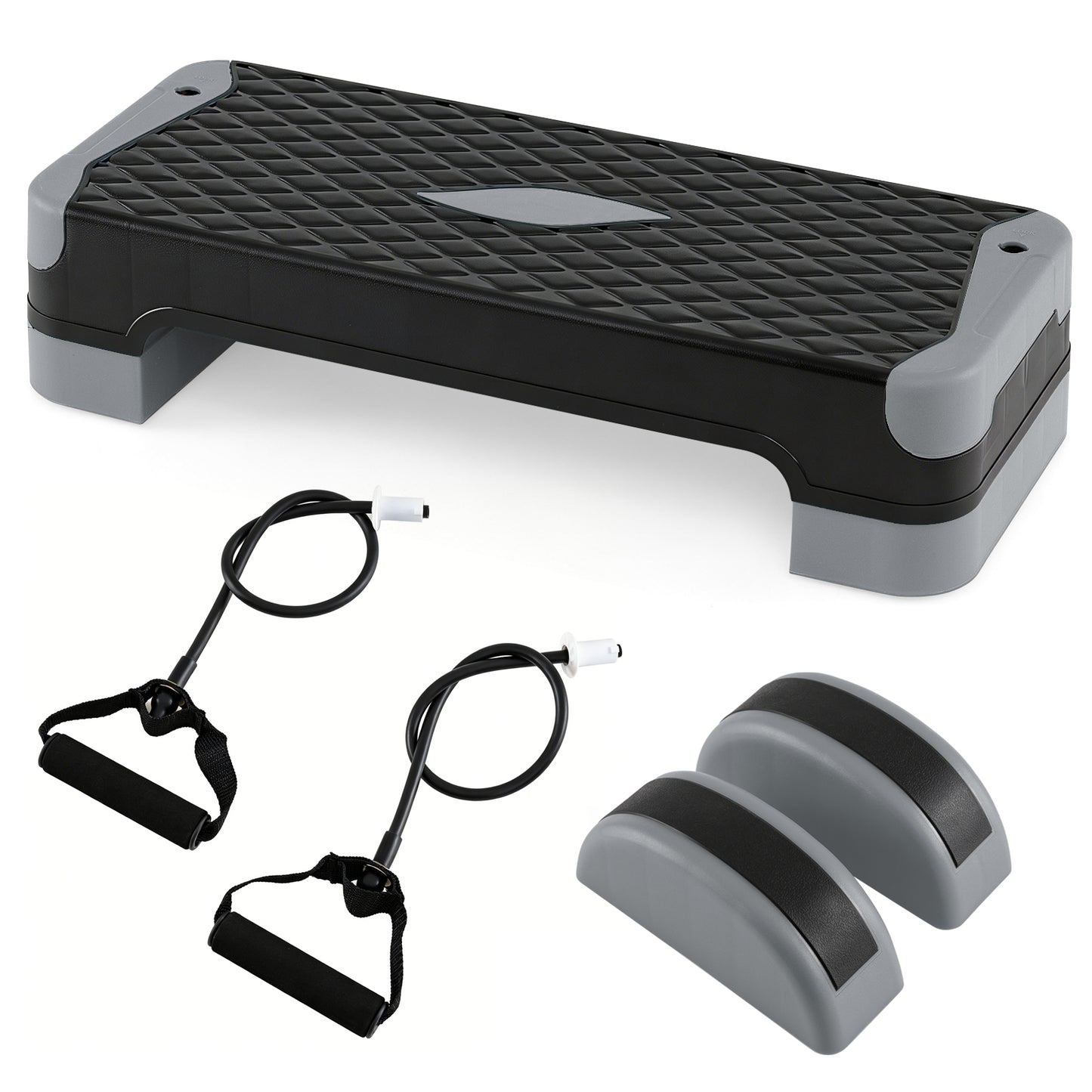 3-in-1 Aerobic Step Platform Set, 2 Stackable Risers, Balance Trainers, Gray Sport Equipments Gray at Gallery Canada