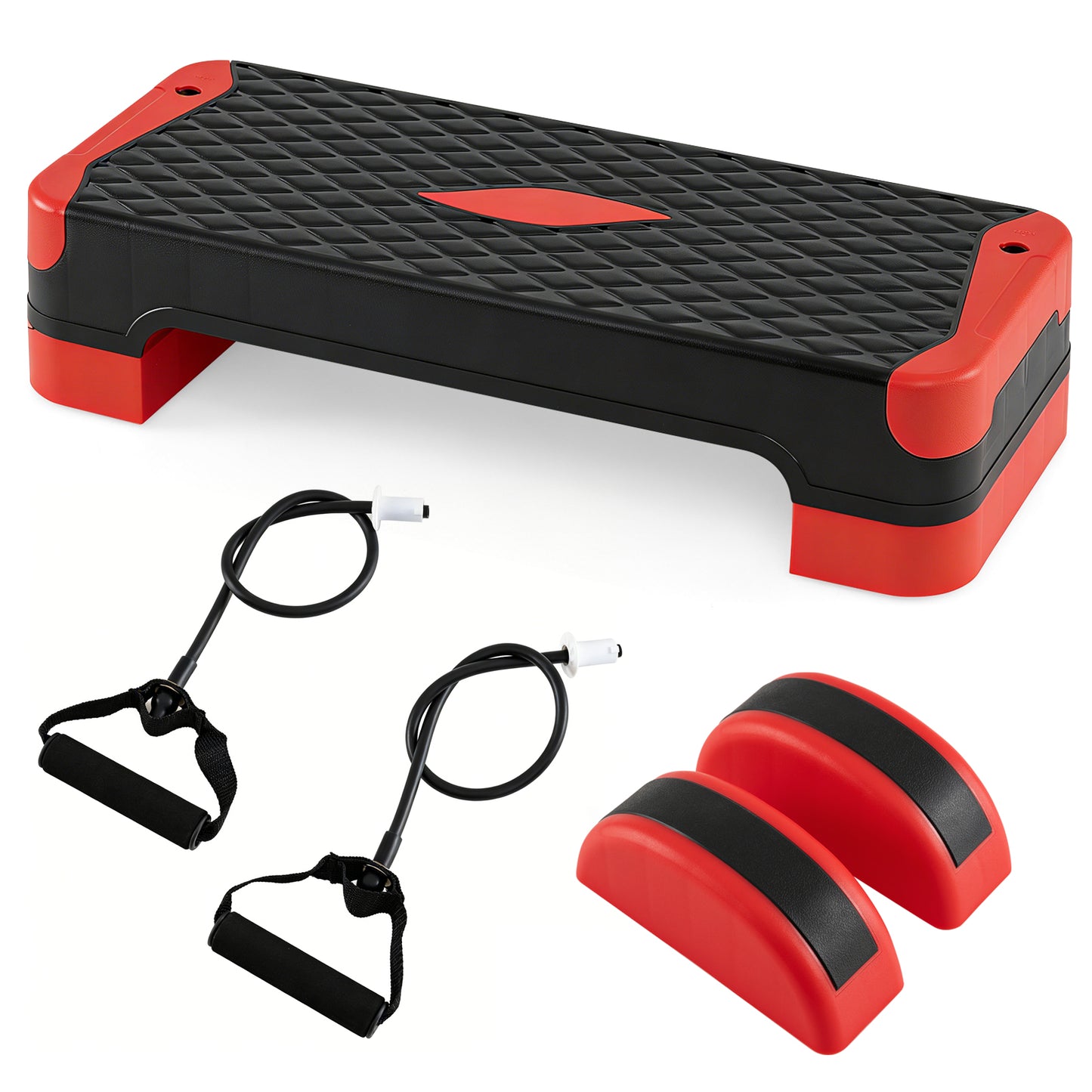 3-in-1 Aerobic Step Platform, 2 Stackable Risers, Balance Trainers, Red Sport Equipments Red at Gallery Canada