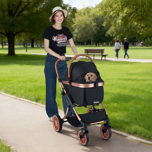 Foldable Pet Stroller, 55 lbs, Black