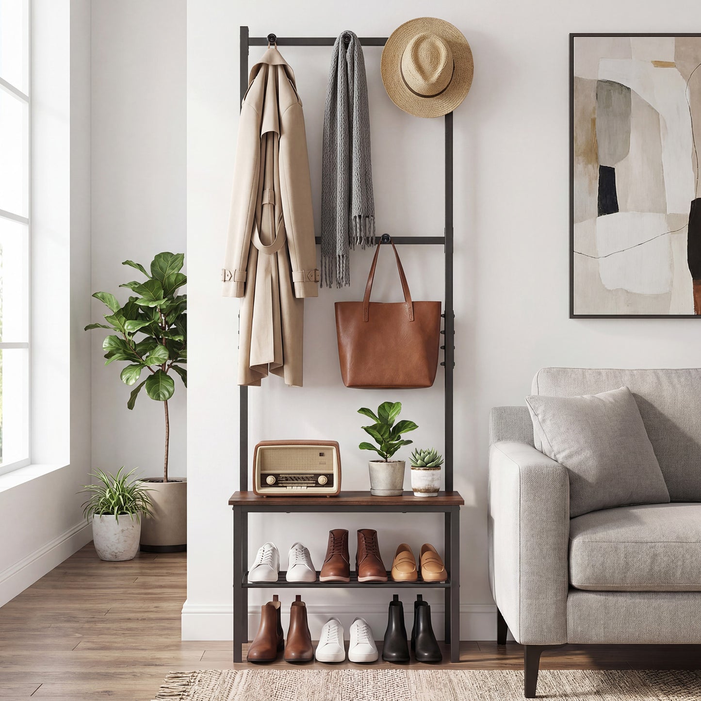 3-in-1 Hall Tree Freestanding Entryway Bench with Hooks Coat Racks & Hall Trees at Gallery Canada