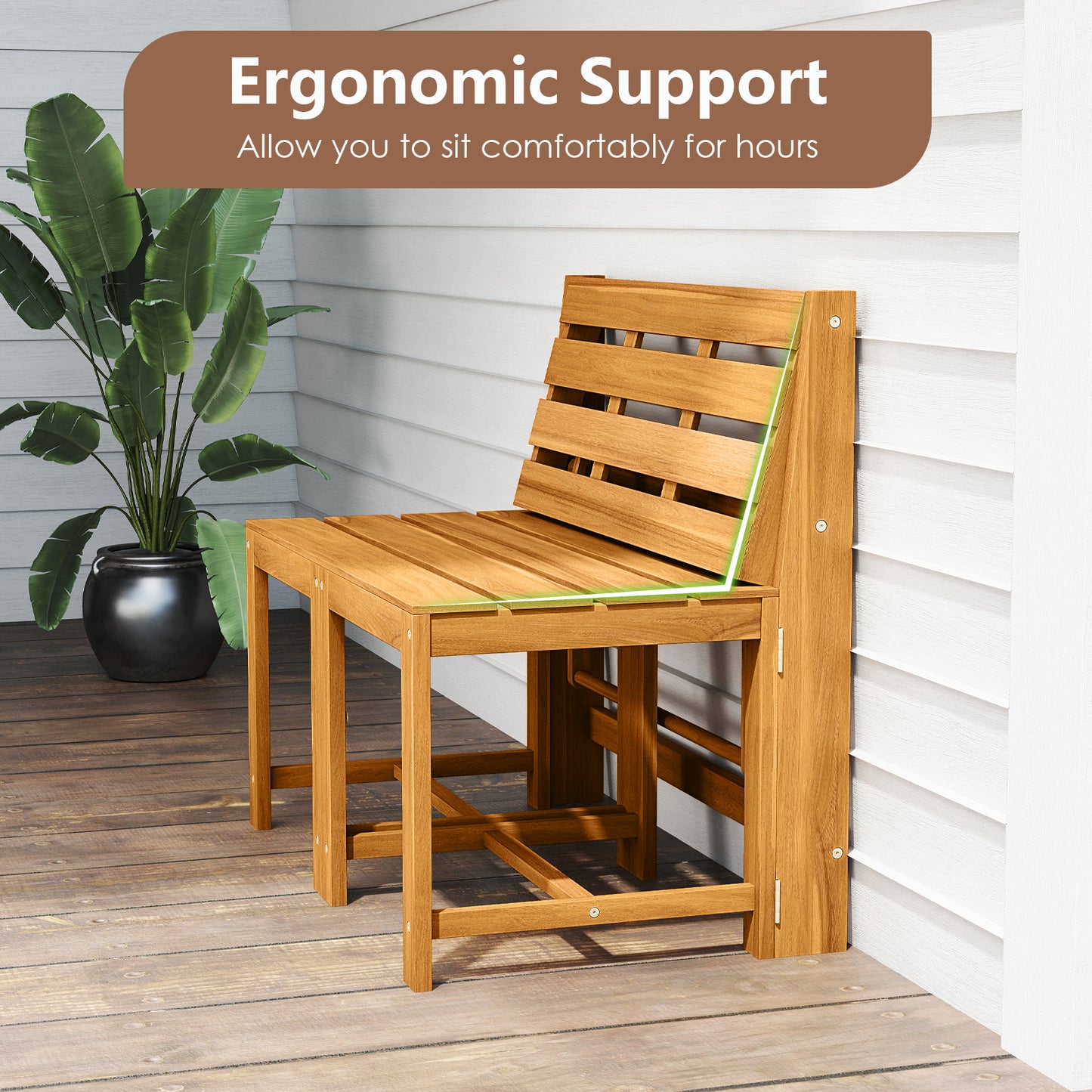 3-In-1 Outdoor Acacia Wood Loveseat Bench, Slatted Seat Outdoor Benches at Gallery Canada