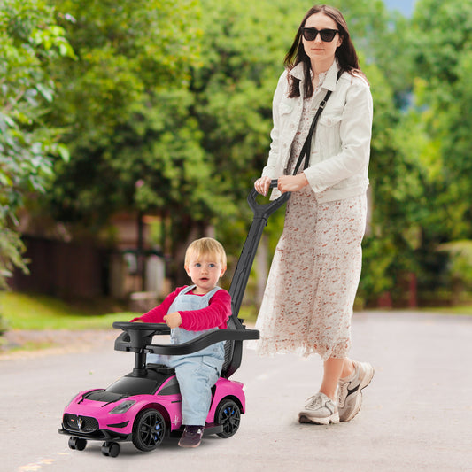 3-in-1 Ride on Push Car Maserati Licensed Sliding Car with Music, Pink Push & Pedal Ride On Toys Pink at Gallery Canada