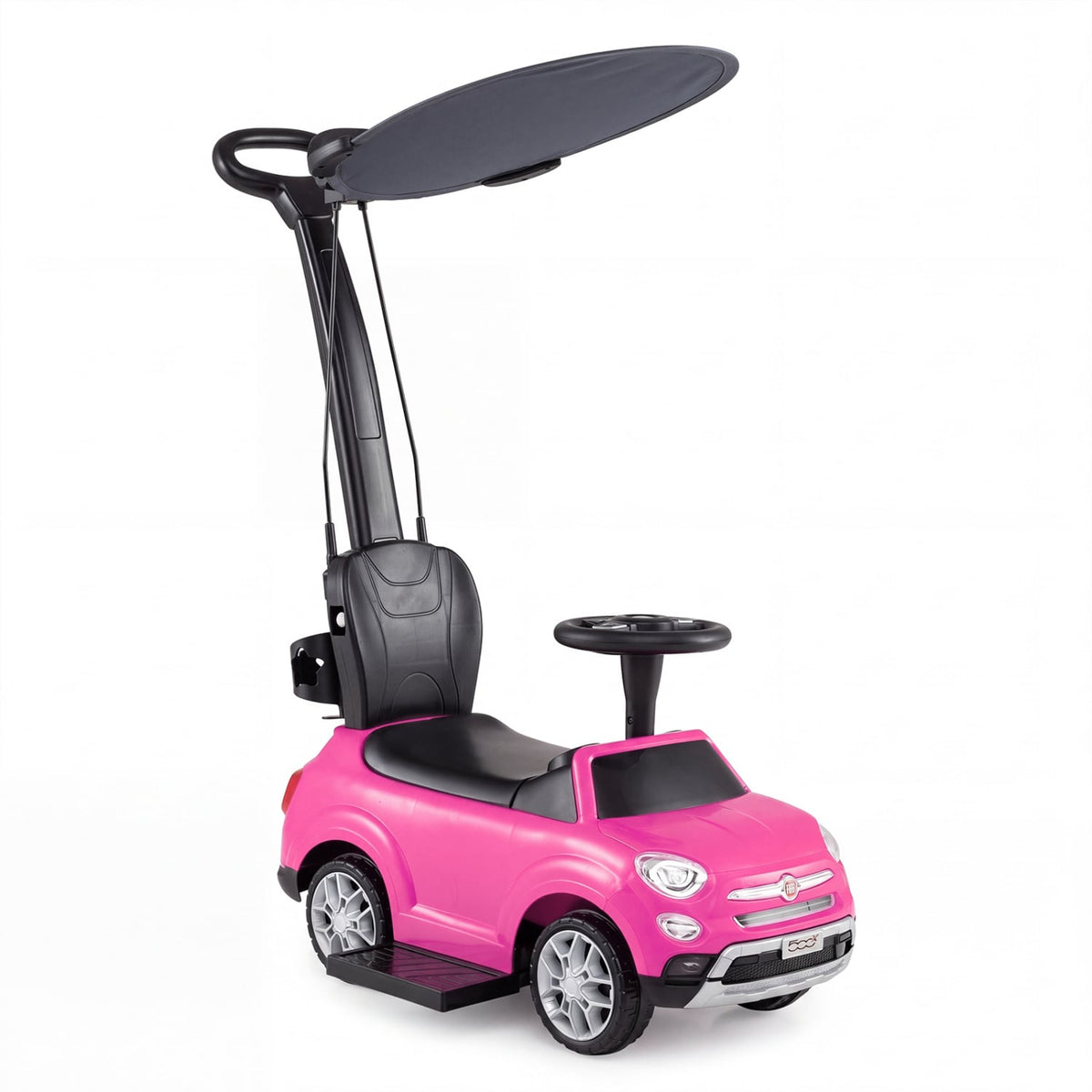 3-in-1 Toddler Ride On Push Car With Canopy, Pink