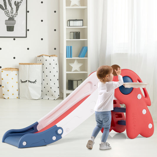 3 In 1 Toddler Slide Climber Playset With Basketball Hoop, Red Climbers & Slides Red at Gallery Canada