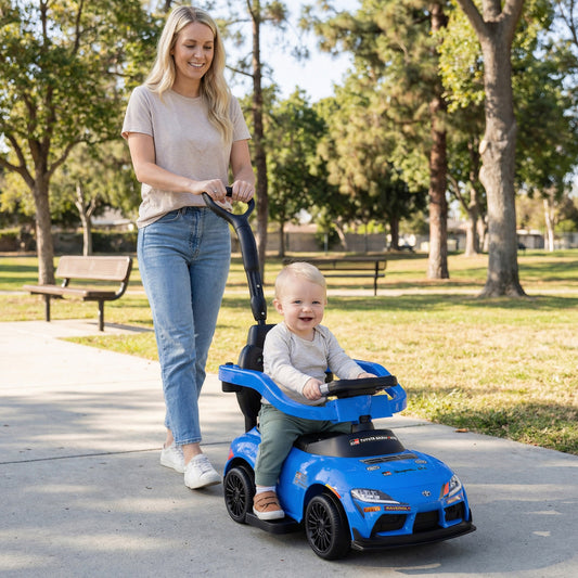 3-in-1 Toyota Licensed Foot-to-Floor Stroller Sliding Walking Toy, Blue Push & Pedal Ride On Toys Blue at Gallery Canada