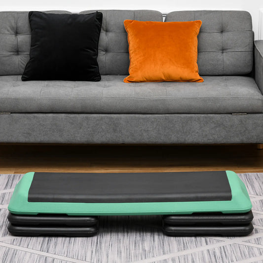 43" Adjustable Aerobic Stepper, 3 Level Risers, Cardio Fitness, Black, Green Aerobic Equipment Black, Green at Gallery Canada