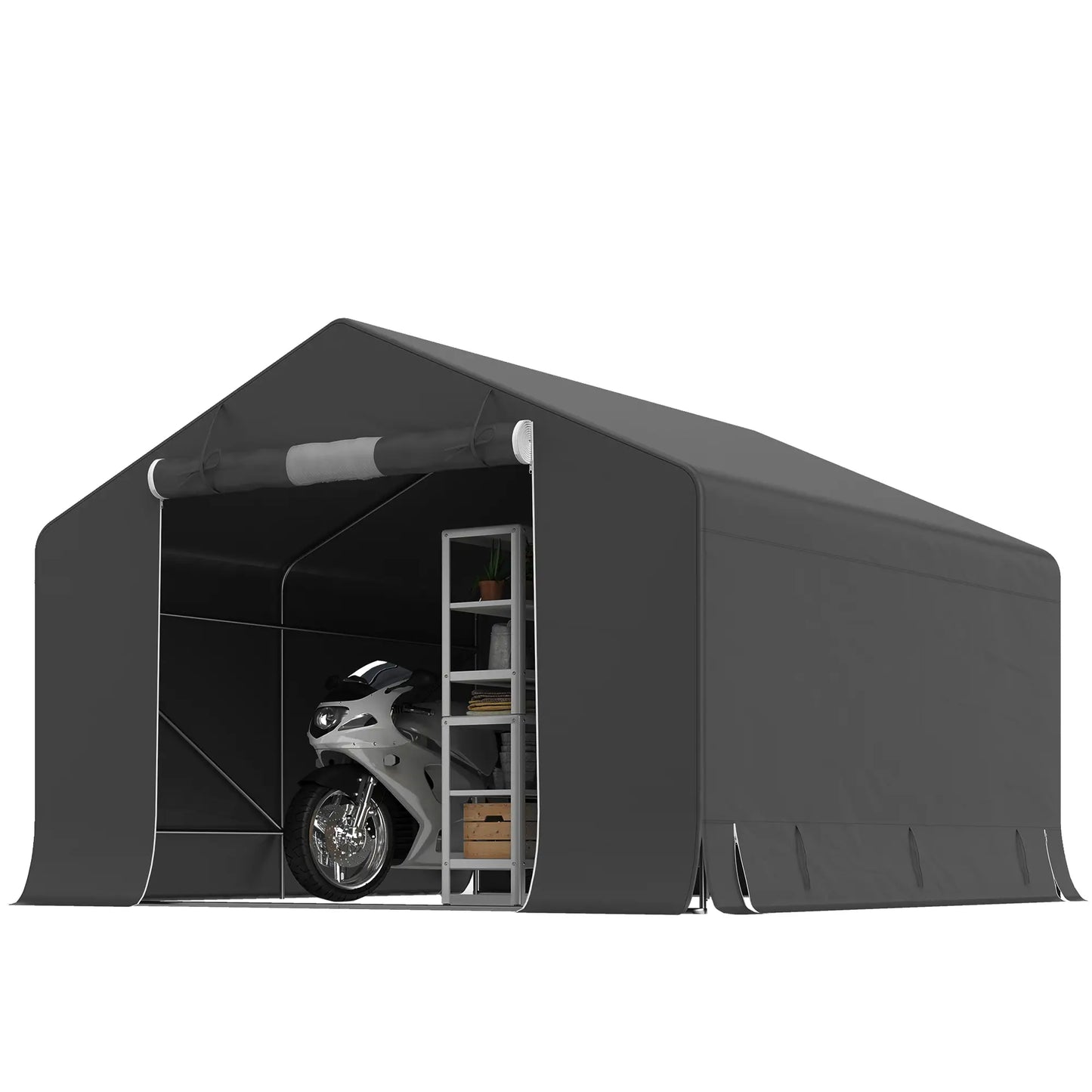 10' x 10' Portable Shed, Waterproof Bike Tent, Dark Grey Sheds at Gallery Canada