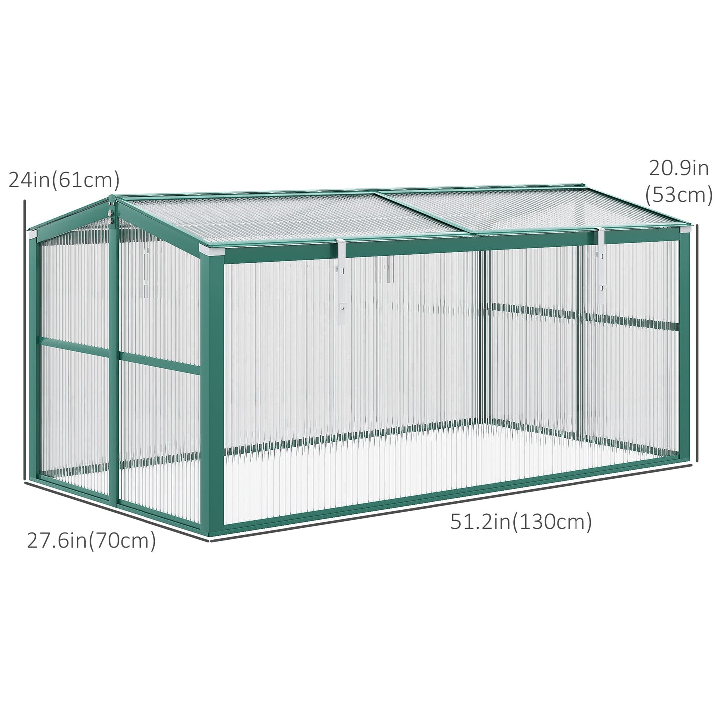 Aluminium Cold Frame Greenhouse Garden Portable Raised Planter with Openable Top, 51" x 28" x 24" at Gallery Canada