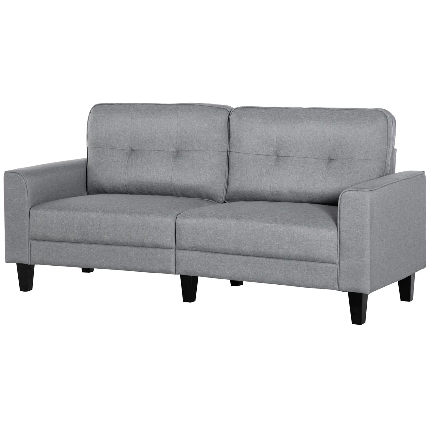 3-Seater Sofa, Mid-Century Linen Couch, Upholstered Seat, Gray 3-Seater Sofas at Gallery Canada