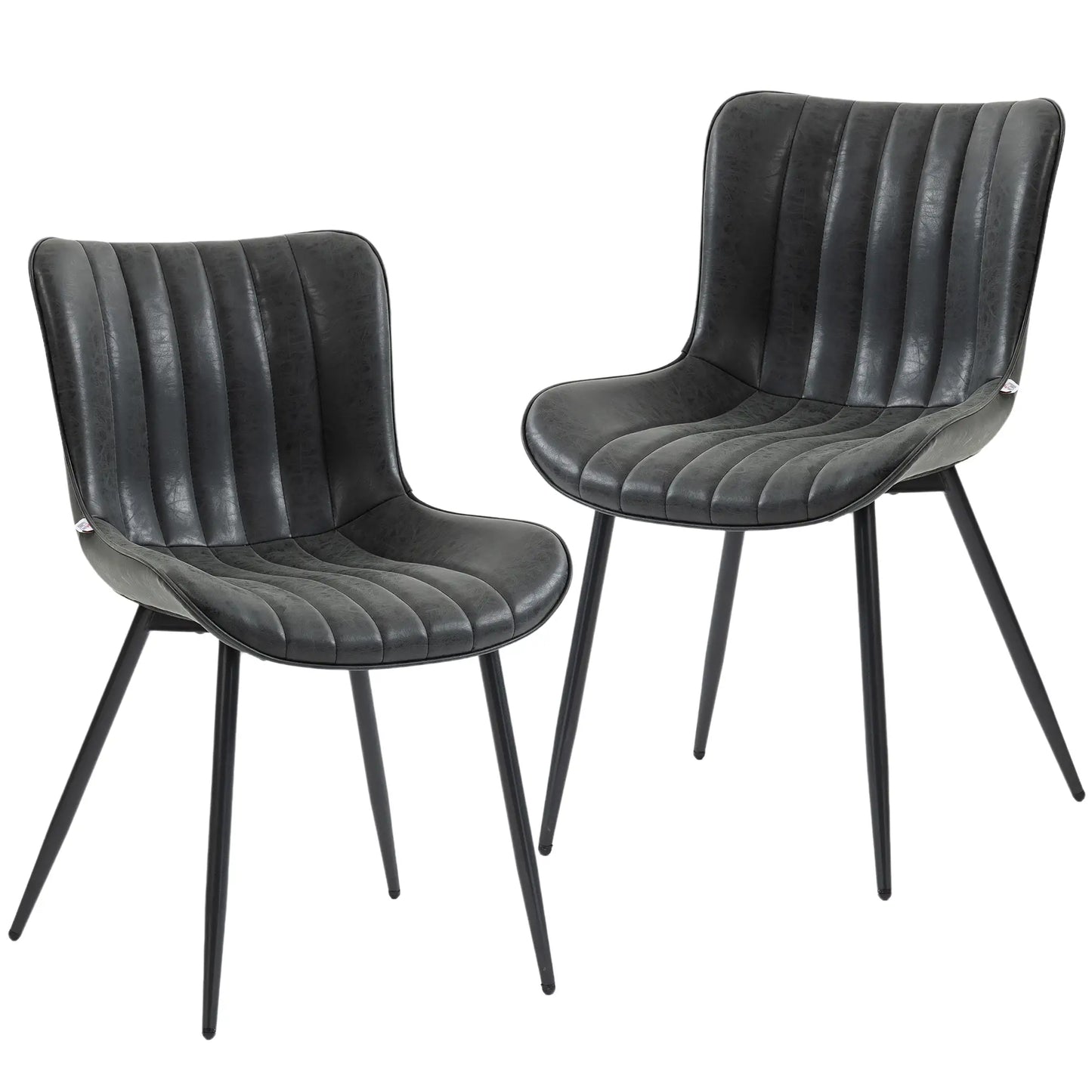 PU Leather Dining Chairs Set of 2, Steel Legs, Black Dining Chairs at Gallery Canada
