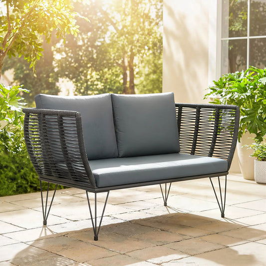 Outdoor Patio Sofa, 2 Seater Loveseat With Cushions, Light Grey Patio Furniture Sets Deep Grey, Light Grey at Gallery Canada